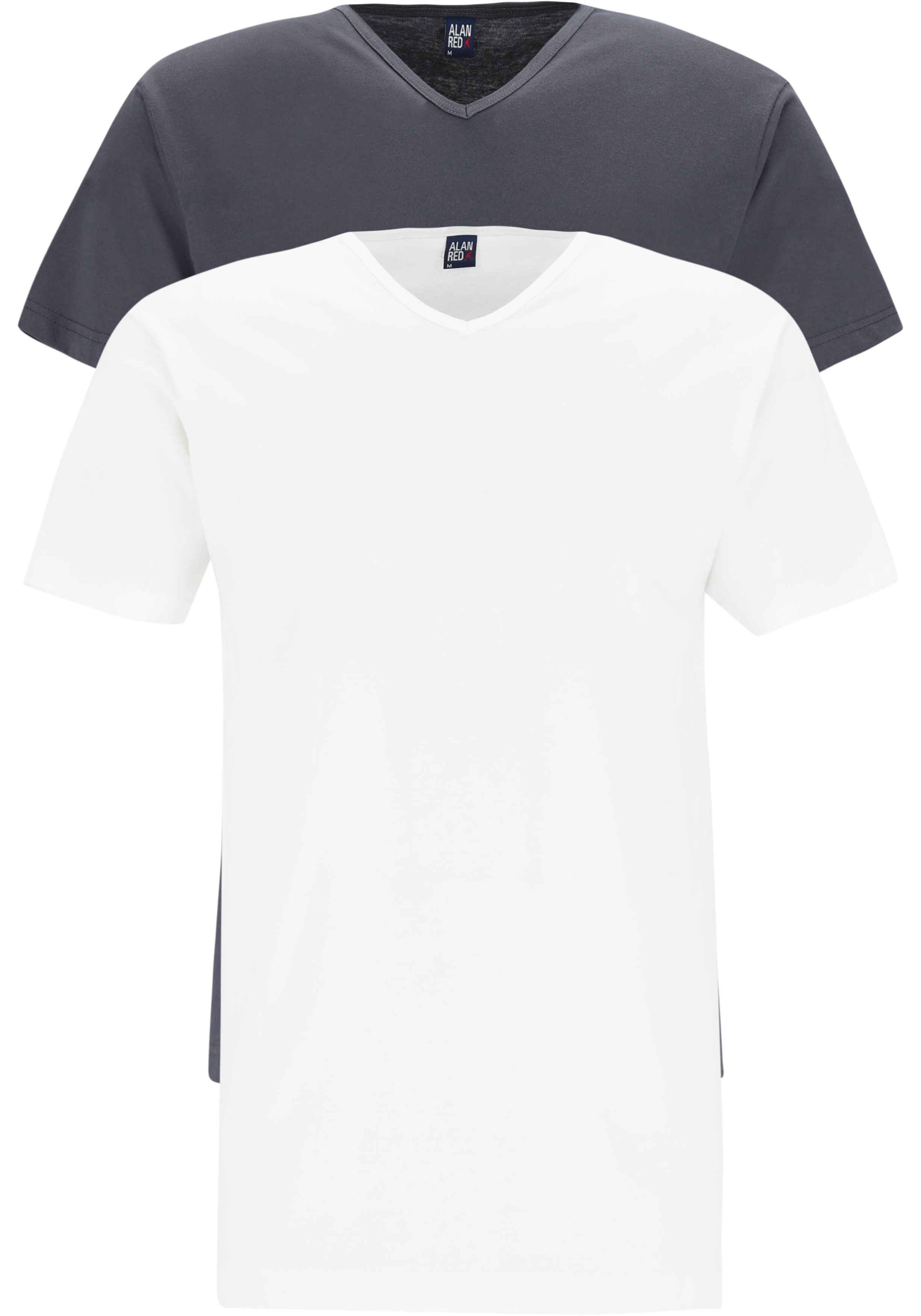 ALAN RED T-shirts Vermont (2-pack), V-hals, wit en antraciet grijs